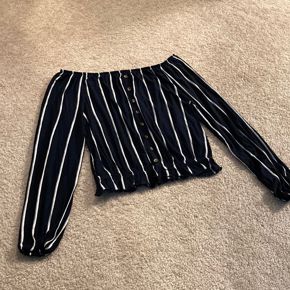 Striped off the shoulder blouse